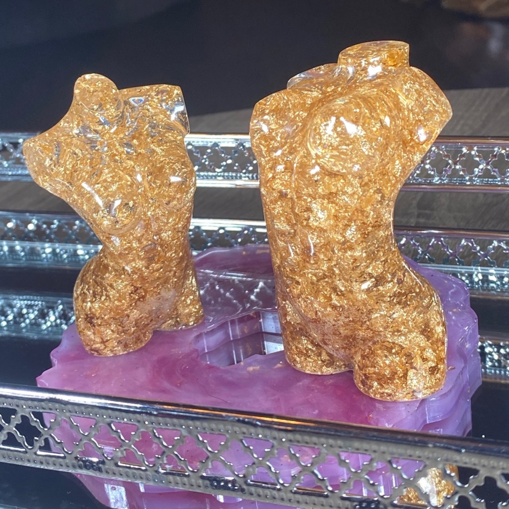 Gold Nude Woman Body Mini Statue Resin Art - Picture 5 of 16